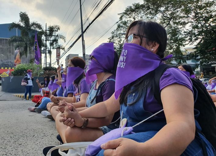 WLB members advocate for women’s rights during a Women’s Day march prior to the lockdown.