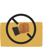 Icon of a fist being crossed out. Preventing violence against women is a pillar of our women's rights work.