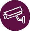 CCTV purple@6x An icon showing a security camera symbolising surveillance or security