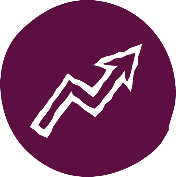 Forward purple@6x An icon showing an arrow pointing diagonally upward symbolising forward motion or progress