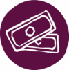 Funding purple@6x An icon with two bank notes symbolising money